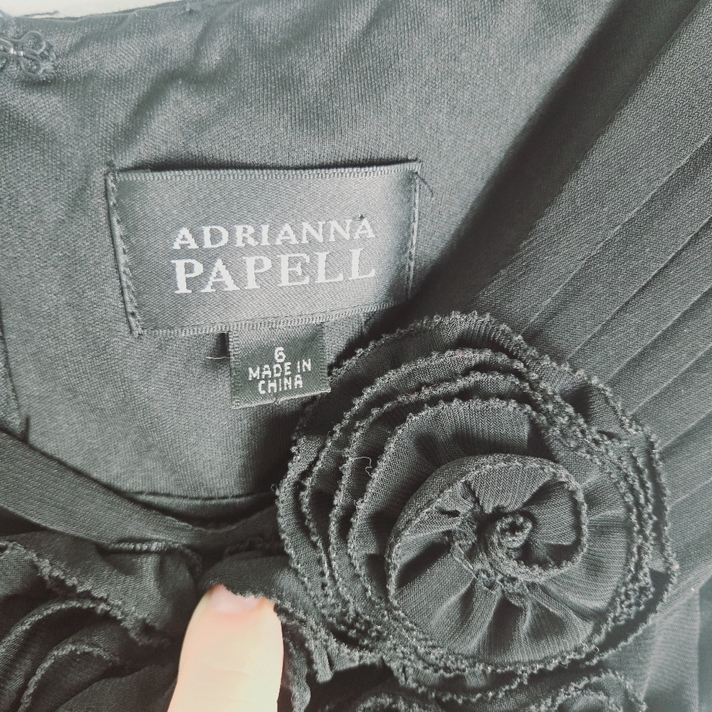 Adrianna Papell Black Cocktail Knee Length Sleeveless Pleated Dress - Picture 4 of 7